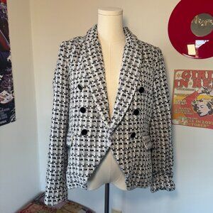 Rachel Zoe Black and White Checkered Casual Blazer